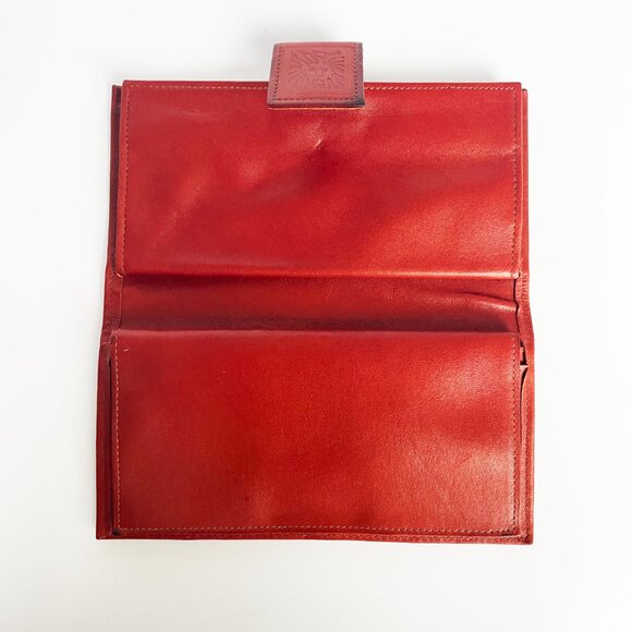 Vintage Anne Klein Wallet Checkbook Holder Bifold Rust Leather Kiss Lock - Picture 7 of 11